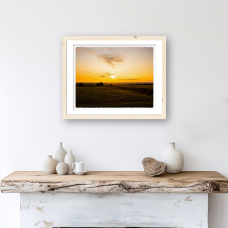 Framed print of a golden sunset at the Hill of Tara