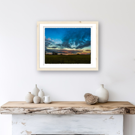 Pink sunset print of the Hill of Tara