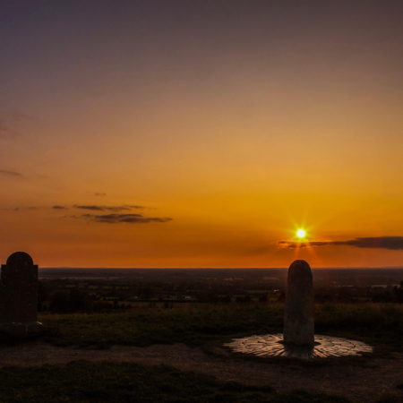 Sunset on the Hill of Tara monuments