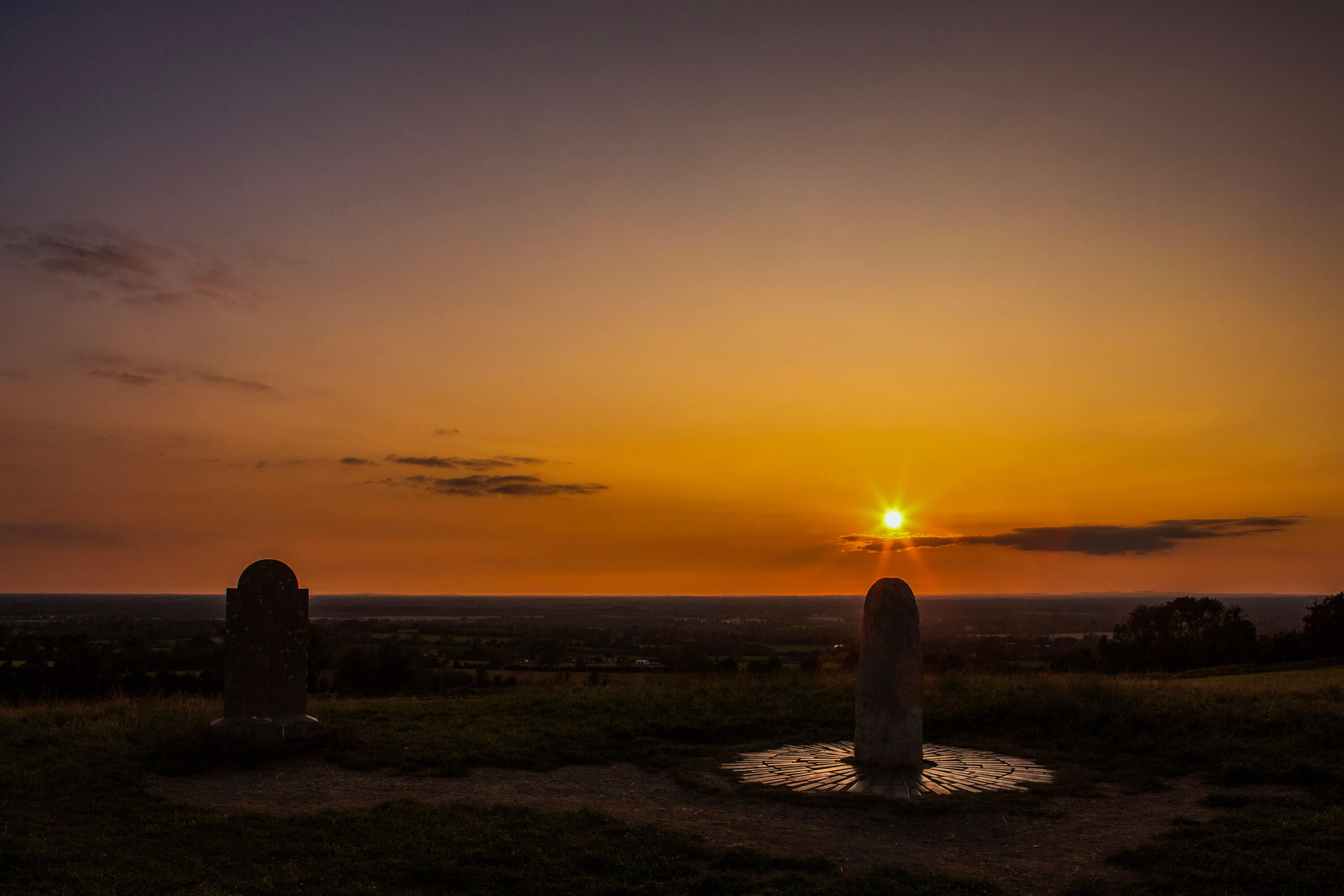 Sunset on the Hill of Tara monuments